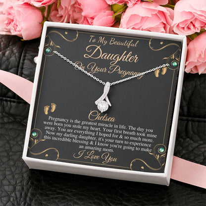 Pregnant Daughter Gift From Mother,First Time Mom Gift For Daughter, Congratulations Pregnancy Gift, New Mom Necklace, Alluring Beauty #0189 Chelsea