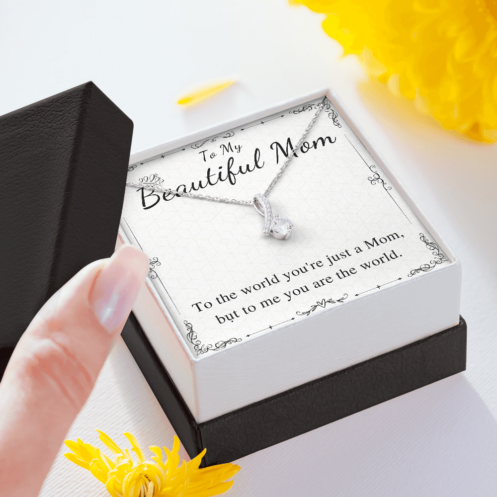 Meaningful Jewelry Gifts Mother's Day Alluring Beauty Necklace Gift For Beautiful Mom Valentines Day Gift For Her From Daughter / Son Present For Mother On Wedding Day Stainless Steel Cable Chain Necklace with Message Card Mahogany Luxury Box Variant