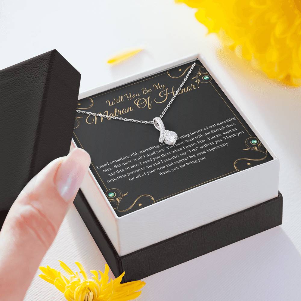 Alluring beauty, Will You Be My Matron of Honor Necklace Gift,Matron of Honor Proposal,Wedding Day Thank You Jewelry,MOH Proposal Card #0165