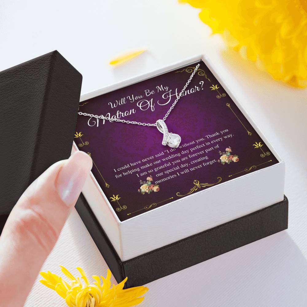 Alluring Beauty,Matron of Honor Proposal Gift Necklace,Will you by my Matron of Honor Gift,MOH Proposal Gift Card, Necklace From Bride #0167