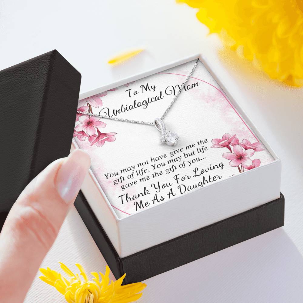 Unbiological Mom Necklace, Bonus Mom Gift, Bonus Mom Necklace, Stepmom Gift from Bride, Step Mom Gift, Stepmom Birthday,Christmas Gift #0461