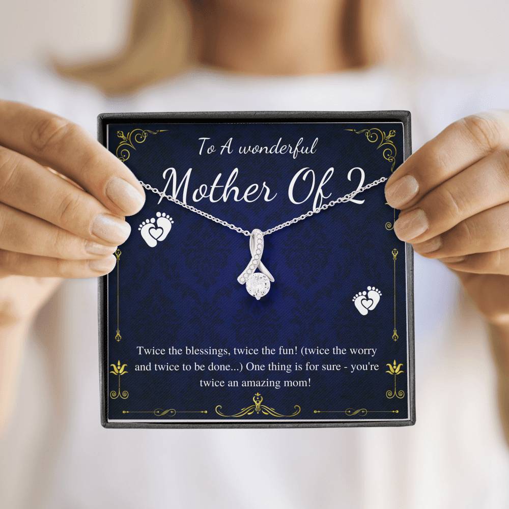 Second Time Mom Gift Birthstone Necklace for Mom Gift for Birth of 2nd Child, Baby Number 2 gift, Second Child, Twin Mama Twin Baby Gift00