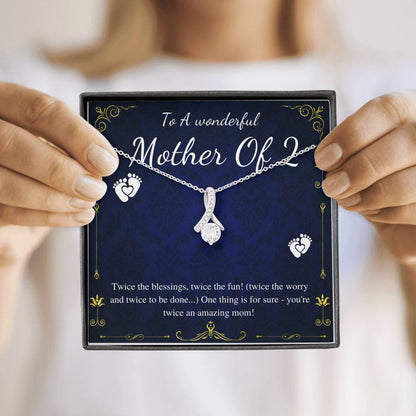Second Time Mom Gift Birthstone Necklace for Mom Gift for Birth of 2nd Child, Baby Number 2 gift, Second Child, Twin Mama Twin Baby Gift00