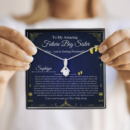 Pregnant Big Sister Gift For First Time Mom Gift, Pregnancy Necklace For Sister Reveal, Congratulations Pregnancy Gift, Initial Heart #0194