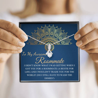 Roommate Necklace, Funny Roommate Gift, College Roommate, Alluring Roommate Jewelry, Birthday Gift,Roomie Gift,Roommate Christmas Gift #0588