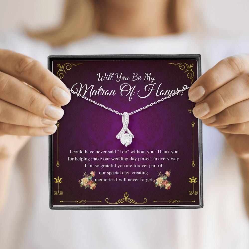 Alluring Beauty,Matron of Honor Proposal Gift Necklace,Will you by my Matron of Honor Gift,MOH Proposal Gift Card, Necklace From Bride #0167