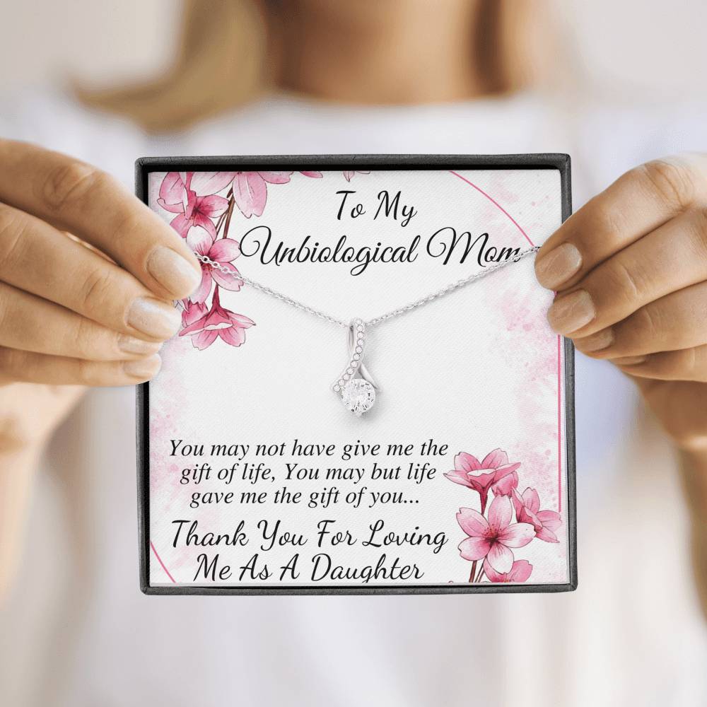 Unbiological Mom Necklace, Bonus Mom Gift, Bonus Mom Necklace, Stepmom Gift from Bride, Step Mom Gift, Stepmom Birthday,Christmas Gift #0461