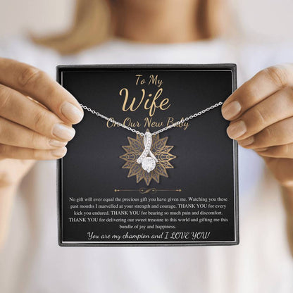 Push Gift for Wife for New Baby, New Mom Gift from Husband,Push Gift for Wife,Baby Gift From Husband, New Mom Necklace,Alluring Beauty #0234