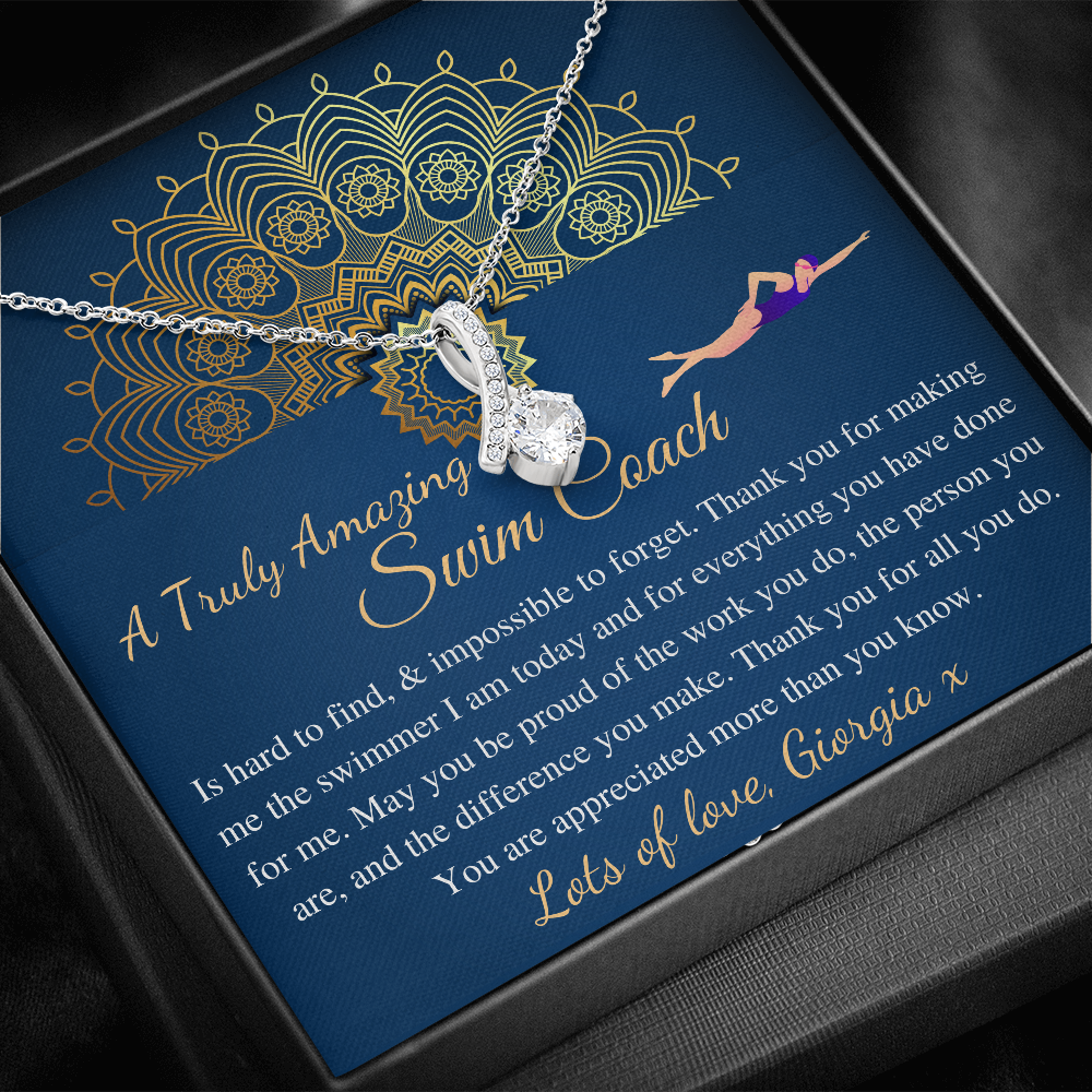Swim Coach Gift for Women | Swim Coach Appreciation Gift | Leaving Gift for Swim Coach Necklace | A Truly Amazing Swim Coach Gift #0734 georgia