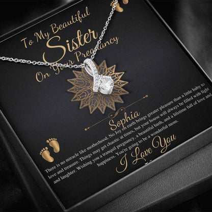 Pregnant Sister Gift For First Time Mom Gift, Pregnancy Necklace For Big Sister Reveal, Congratulations Pregnancy Gift,Alluring Beauty #0215 new
