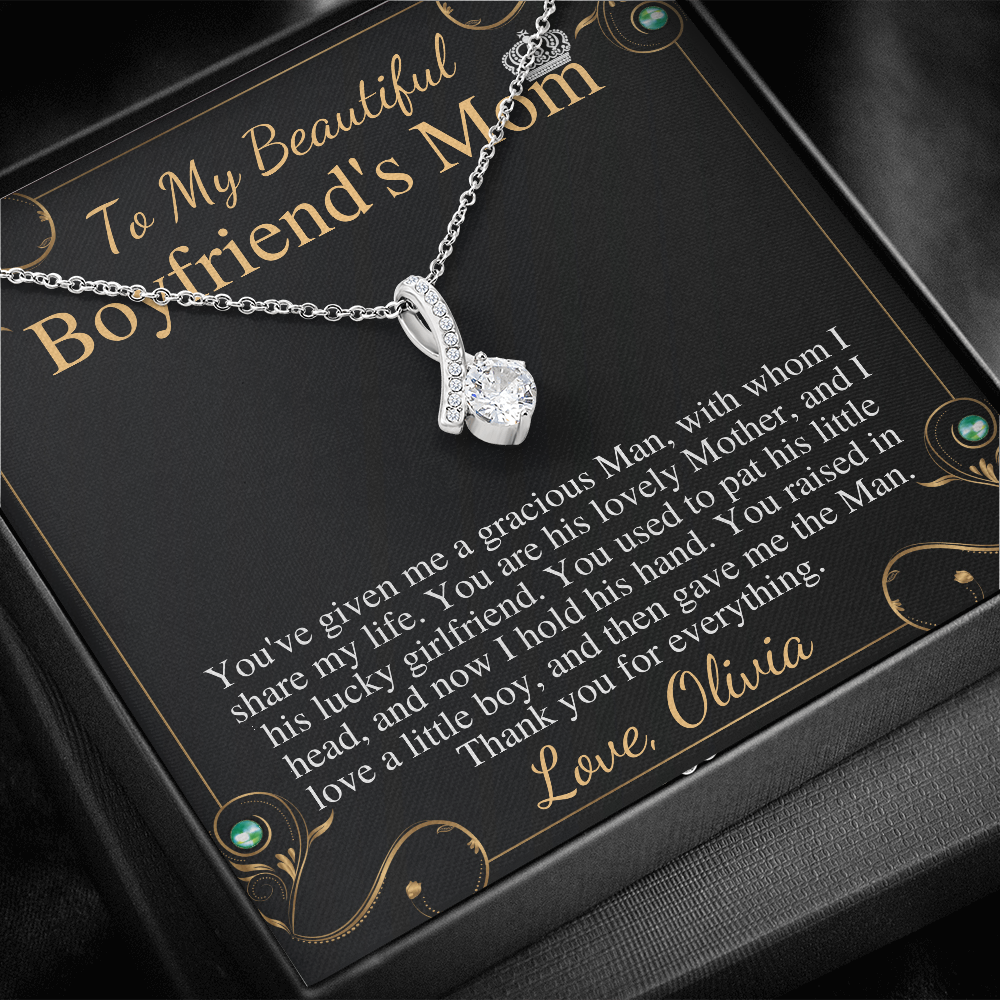 Boyfriend Mom Necklace, Gift for Boyfriend Mother, Birthday Gift, Christmas Gift, Mothers Day Gift for Boyfriends Mom, Alluring Beauty #0477