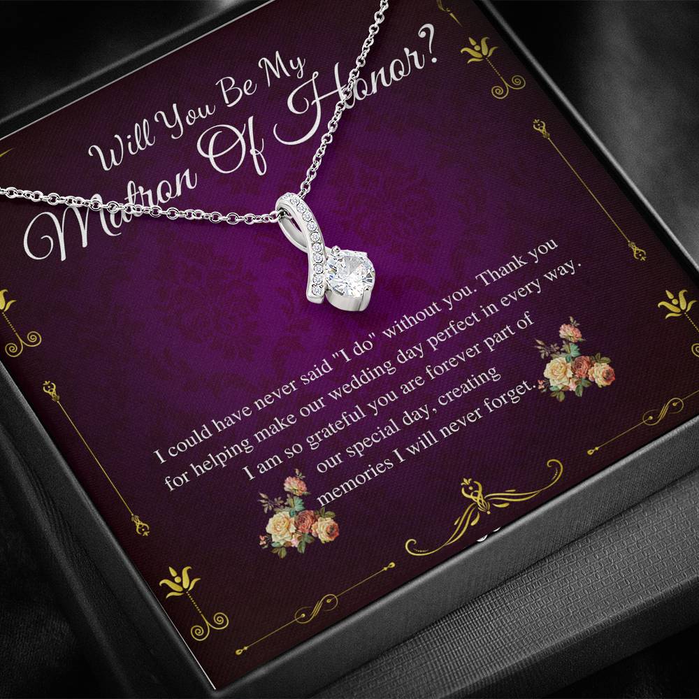 Alluring Beauty,Matron of Honor Proposal Gift Necklace,Will you by my Matron of Honor Gift,MOH Proposal Gift Card, Necklace From Bride #0167