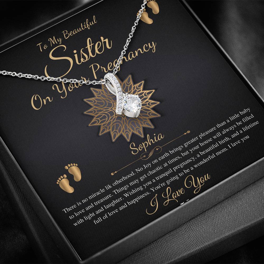 Pregnant Sister Gift For First Time Mom Gift, Pregnancy Necklace For Big Sister Reveal, Congratulations Pregnancy Gift, Alluring Beauty #0215