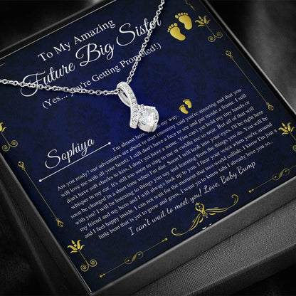 Pregnant Big Sister Gift For First Time Mom Gift, Pregnancy Necklace For Sister Reveal, Congratulations Pregnancy Gift, Initial Heart #0194