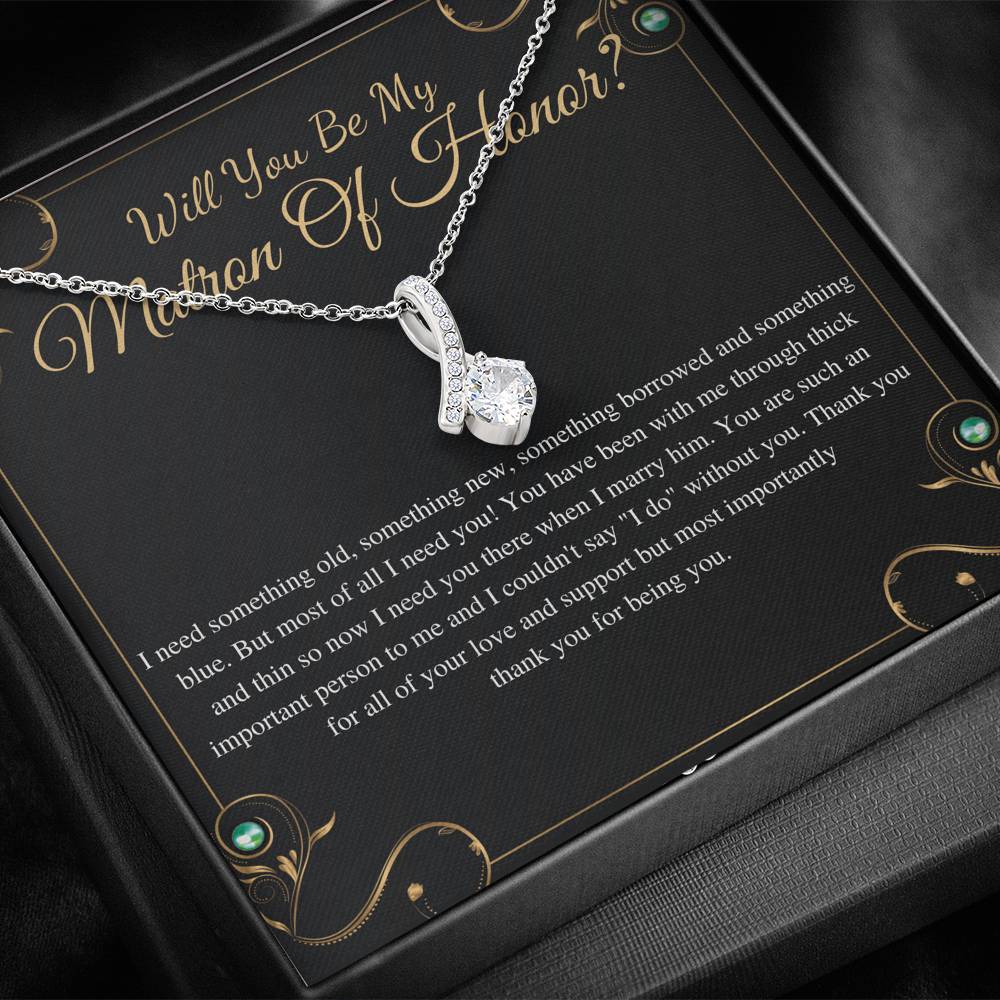 Alluring beauty, Will You Be My Matron of Honor Necklace Gift,Matron of Honor Proposal,Wedding Day Thank You Jewelry,MOH Proposal Card #0165