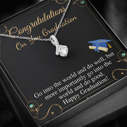 Graduation Necklace Gift, Congratulations Jewelry Gift, Friend Graduation Gift, Message Card, Daughter Graduation Gift From Parents #0898