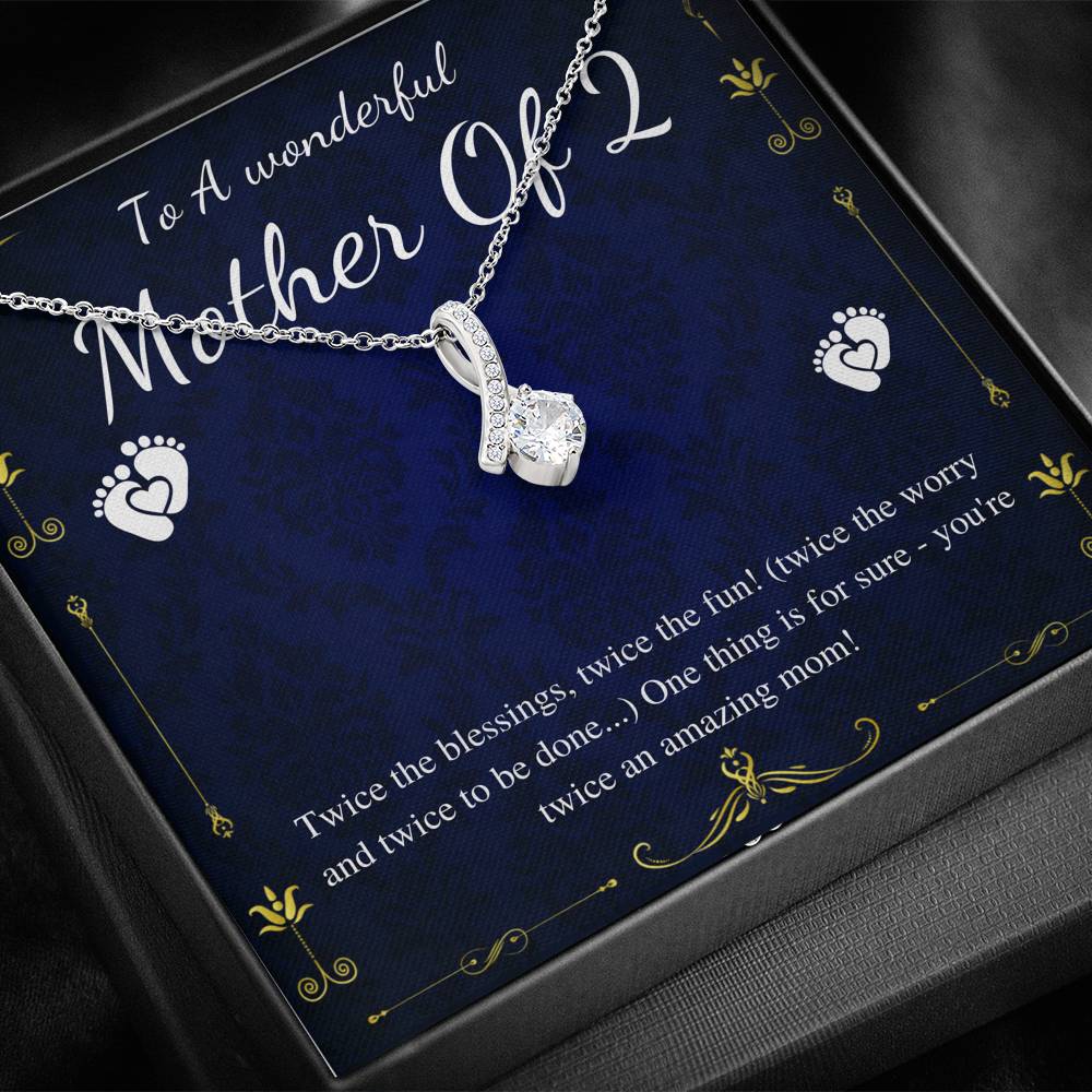 Second Time Mom Gift Birthstone Necklace for Mom Gift for Birth of 2nd Child, Baby Number 2 gift, Second Child, Twin Mama Twin Baby Gift00