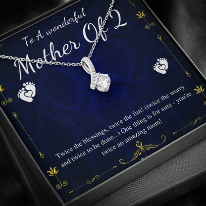 Second Time Mom Gift Birthstone Necklace for Mom Gift for Birth of 2nd Child, Baby Number 2 gift, Second Child, Twin Mama Twin Baby Gift00