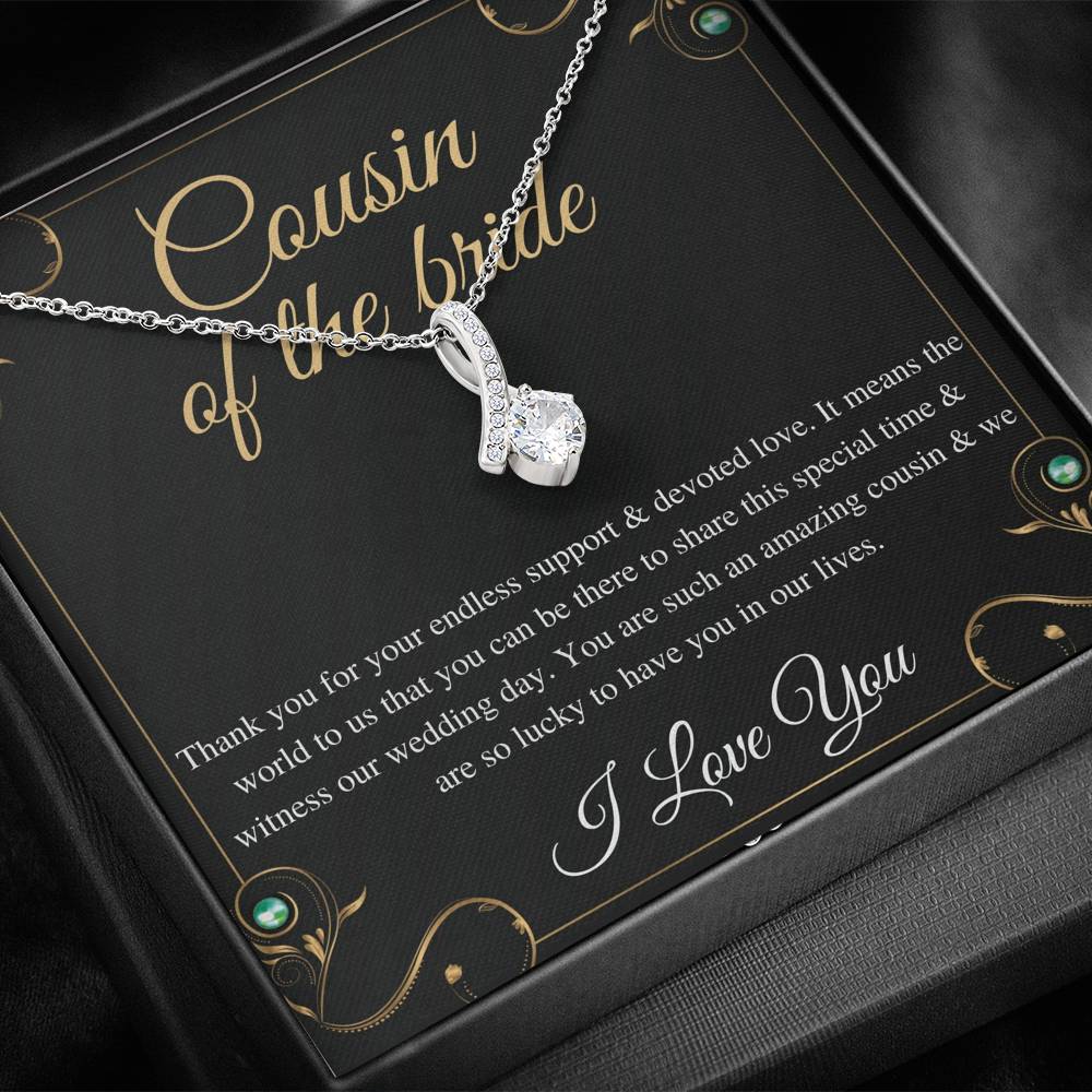 Alluring Beauty Cousin Of The Bride Necklace Gift, Wedding Gift From Bride And Groom, Bridal Party Thank You Gift, Cousin Wedding Gift #0140