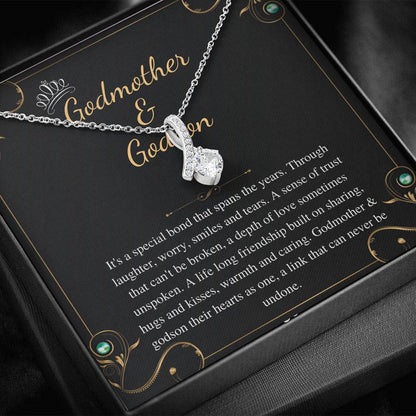 Godmother & Godson Necklace, Godmother Gift, Heart Necklace,Appreciation Gift from Godson Christmas Gift Birthday Gift Alluring Beauty #0433