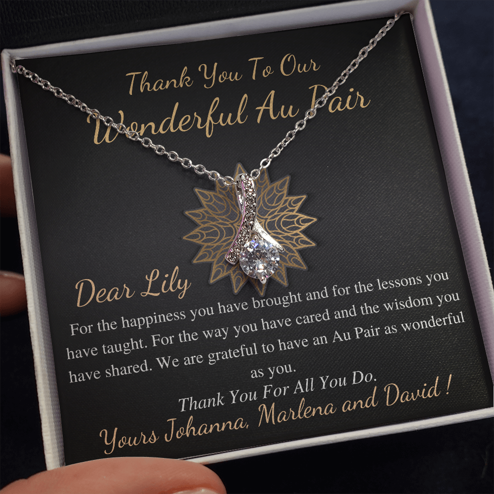 Au Pair Gift, Thank You Gift for Au Pair, Child Care Gift, Au Pair Appreciation, Au Pair Jewelry, AU Pair Christmas Gift Necklace #0883 lily