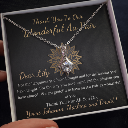 Au Pair Gift, Thank You Gift for Au Pair, Child Care Gift, Au Pair Appreciation, Au Pair Jewelry, AU Pair Christmas Gift Necklace #0883 lily