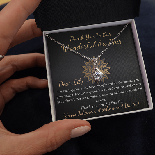 Au Pair Gift, Thank You Gift for Au Pair, Child Care Gift, Au Pair Appreciation, Au Pair Jewelry, AU Pair Christmas Gift Necklace #0883 lily