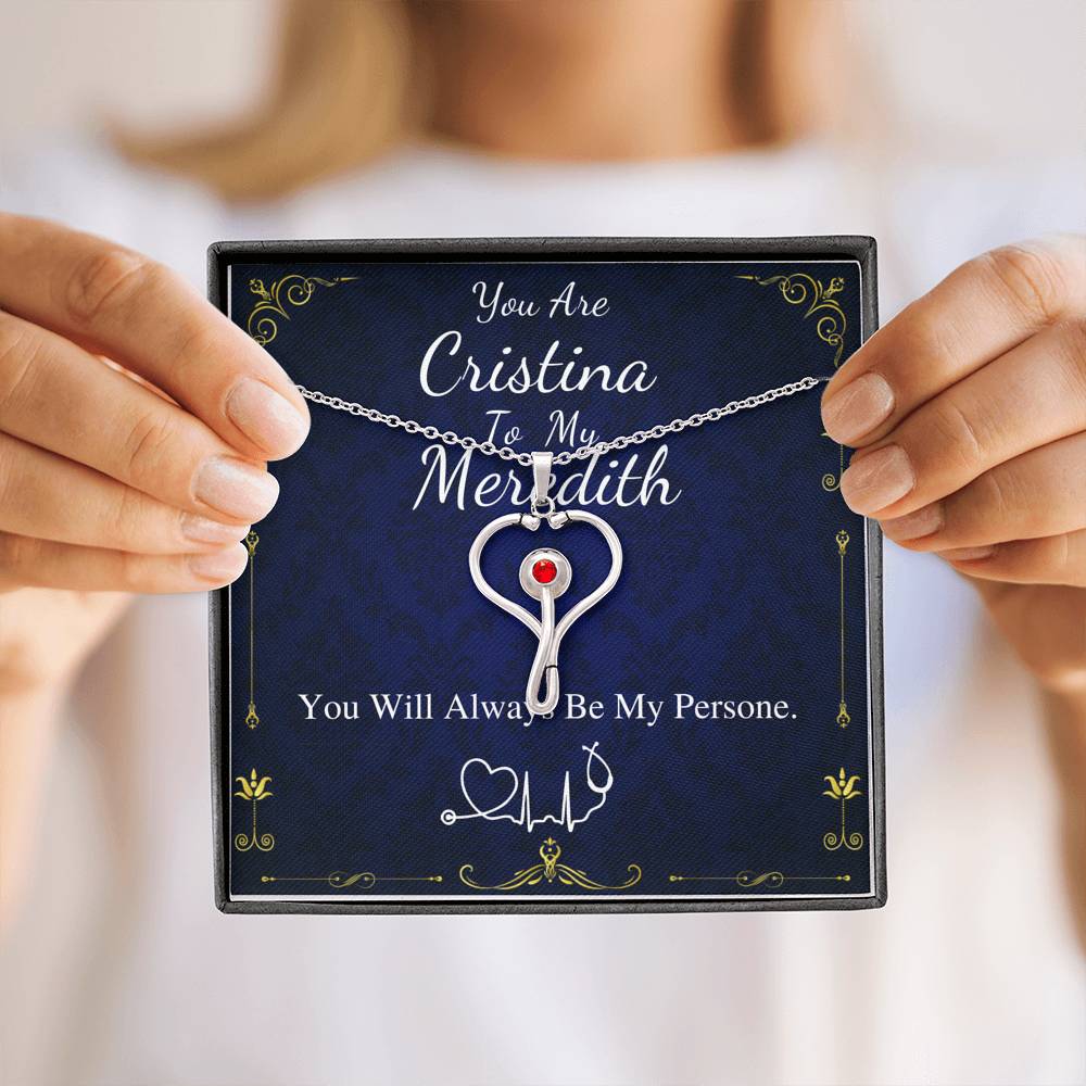 Meredith To My Cristina Stethoscope Necklace, Greys Anatomy Necklace You're My Person, Christina Meredith Pendant, Nurse Best Friend #0382