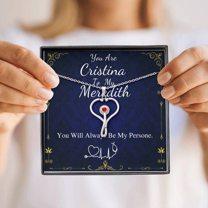 Meredith To My Cristina Stethoscope Necklace, Greys Anatomy Necklace You're My Person, Christina Meredith Pendant, Nurse Best Friend #0382