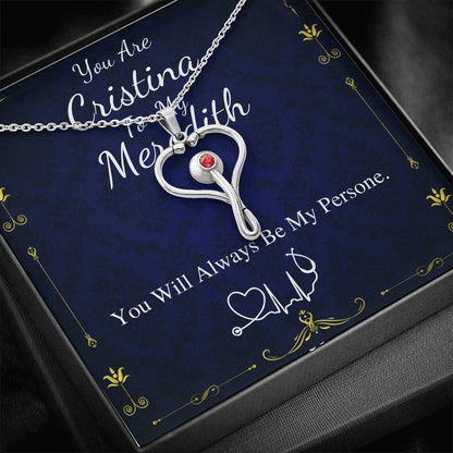 Meredith To My Cristina Stethoscope Necklace, Greys Anatomy Necklace You're My Person, Christina Meredith Pendant, Nurse Best Friend #0382