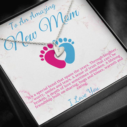 First Time Mom Gifts For Baby Shower, First Time Mommy, New Mom Necklace, Expecting Baby Gift, Baby Name Necklace Initial Heart #0209