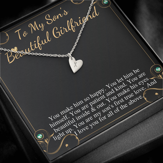 Son's Girlfriend's Birthday Gift, Necklace For Son's Girlfriend, Bday Gift For Son's Girlfriend, Bonus Daughter,From Dad Initial Heart #0531 new