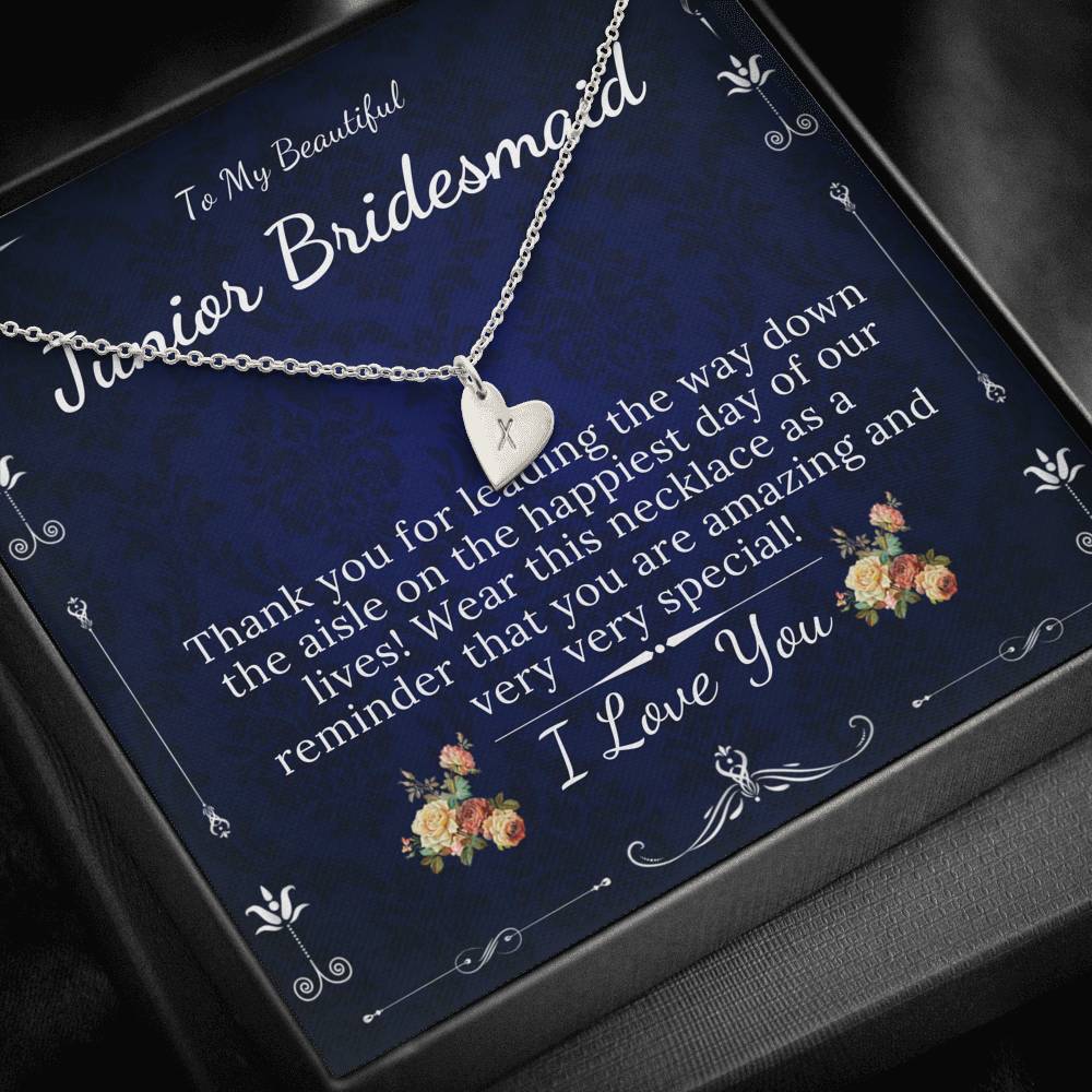 Initial Heart Flower Girl Necklace, Toddler Flower Girl Set, Flower Girl Proposal Flower Girl Jewelry, Little Girl Gift On Wedding Day #0148