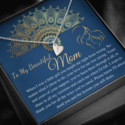Personalized Gift To My Mom Necklace Birthday Valentines Gift to My Mother, To My Mom Necklace, Mom Birthday Card, Initial Heart #0488
