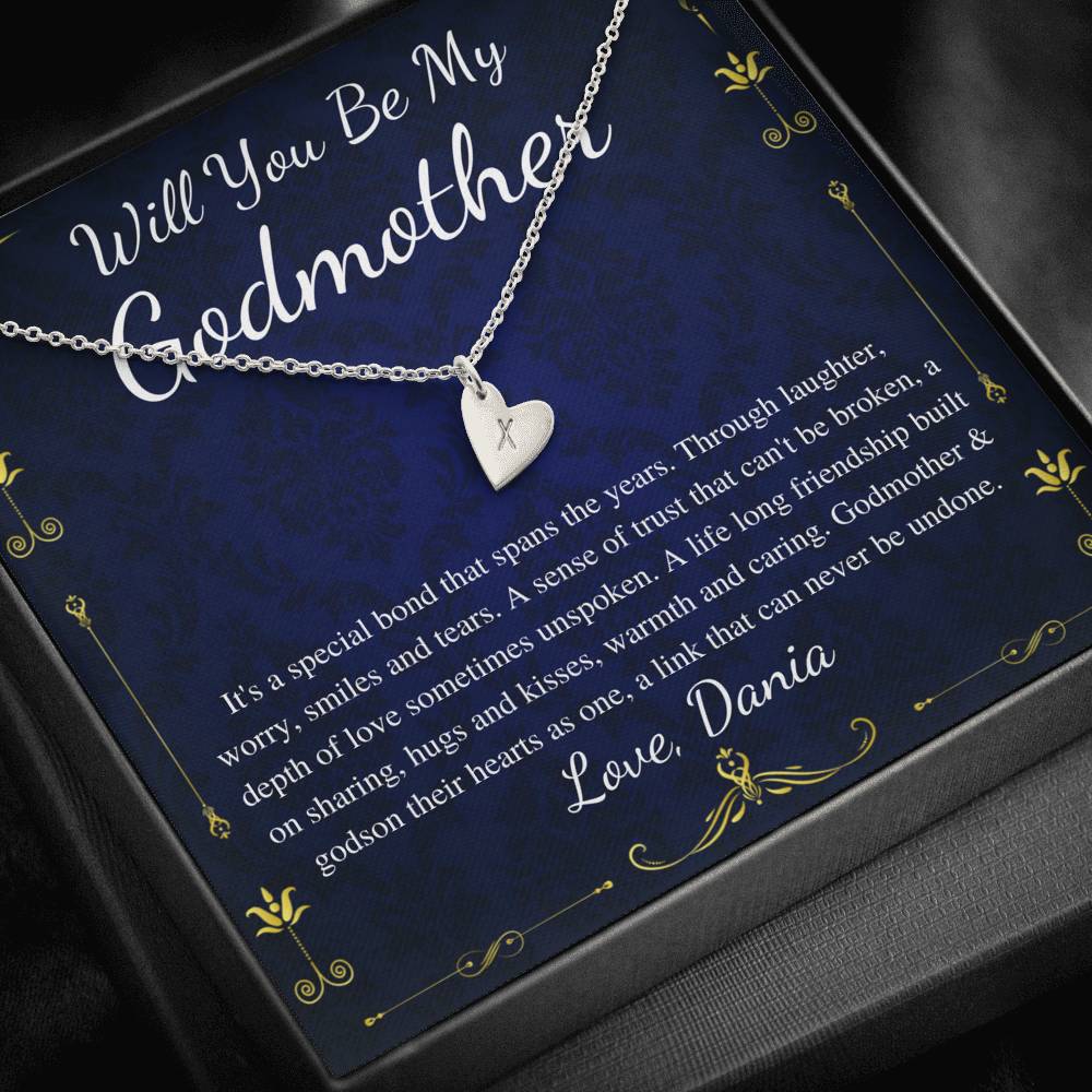 Godmother Proposal | Will You Be My Godmother | Gift for Godmother Necklace | From Godson | Godmother Necklace Godson | Initial Heart #0708