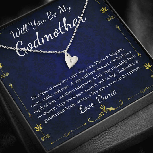 Godmother Proposal | Will You Be My Godmother | Gift for Godmother Necklace | From Godson | Godmother Necklace Godson | Initial Heart #0708