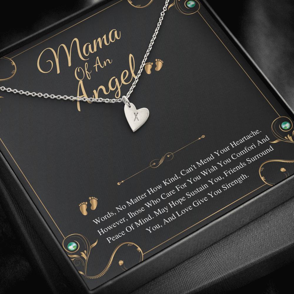 Mama Of An Angel, Child Loss Gift, Condolence Gift, Baby Loss Gift, Miscarriage Gift, Loss Of Baby, Sympathy Gift,Initial, Heart Necklace