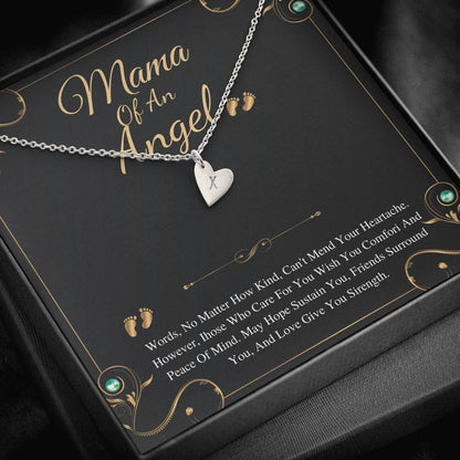 Mama Of An Angel, Child Loss Gift, Condolence Gift, Baby Loss Gift, Miscarriage Gift, Loss Of Baby, Sympathy Gift,Initial, Heart Necklace