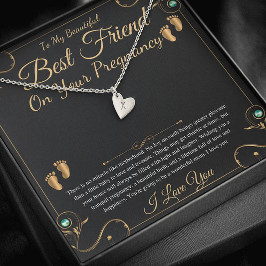 Best Friend Gift On Pregnancy, Pregnant Friend Gift For Best Friend Baby,Soon To Be Mom Gift, Friend Pregnancy Necklace, Initial Heart #0220