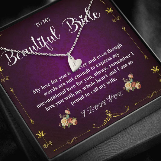 Initial Heart Necklace From Groom To Future Wife Gift On Wedding Day To My Bride Gift From Groom Wedding Day Gift For Bride From Groom #0058