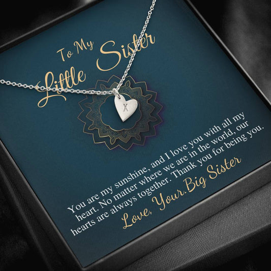 Big Sister & Little Sister Necklace, Big Sis Lil Sis Gift, Sister Christmas Gift, Little Sister Birthday Present, Initial Heart #0537