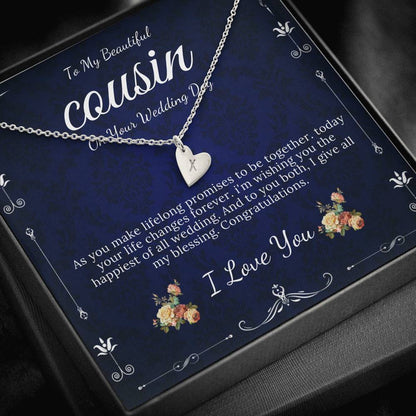 Initial Heart Gift For Cousin Wedding Gift For My Cousin Gift For Cousin Wedding Day Bride Gift From Cousin Necklace Bride necklace  #0112