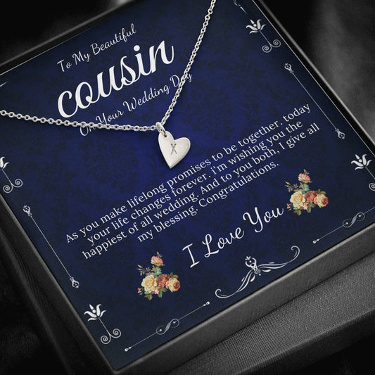 Initial Heart Gift For Cousin Wedding Gift For My Cousin Gift For Cousin Wedding Day Bride Gift From Cousin Necklace Bride necklace  #0112