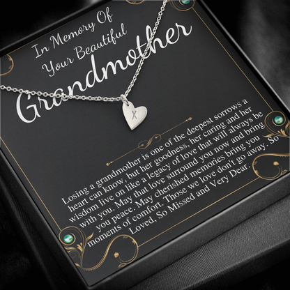 Loss of Grandmother, Loss of Grandma Necklace, In Memory of Grandma Gift, Memorial Gifts for Loss of Grandmother, Initial Heart #0250 SD