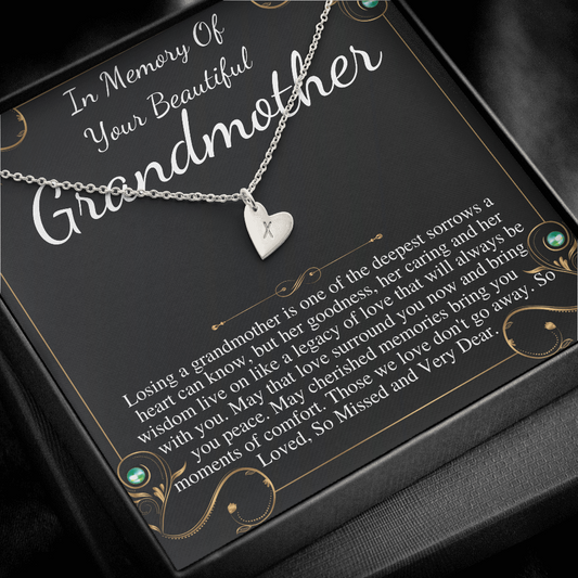 Loss of Grandmother, Loss of Grandma Necklace, In Memory of Grandma Gift, Memorial Gifts for Loss of Grandmother, Initial Heart #0250 SD