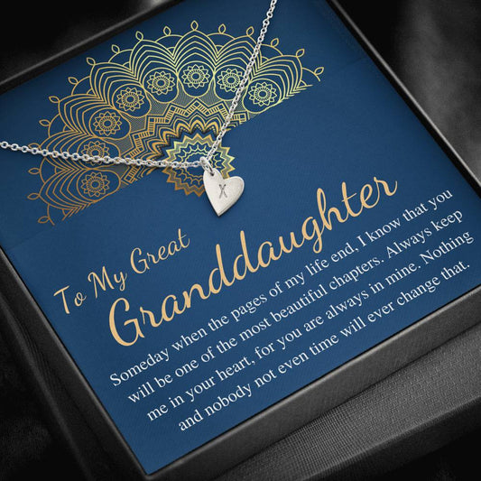 To My Great Granddaughter Gift For Great Granddaughter Birthday Necklace From Great Grandma/Great Grandpa,Christmas Gift Initial Heart #0525