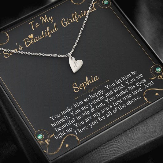 Son's Girlfriend's Birthday Gift, Necklace For Son's Girlfriend, Bday Gift For Son's Girlfriend, Bonus Daughter,From Dad Initial Heart #0531