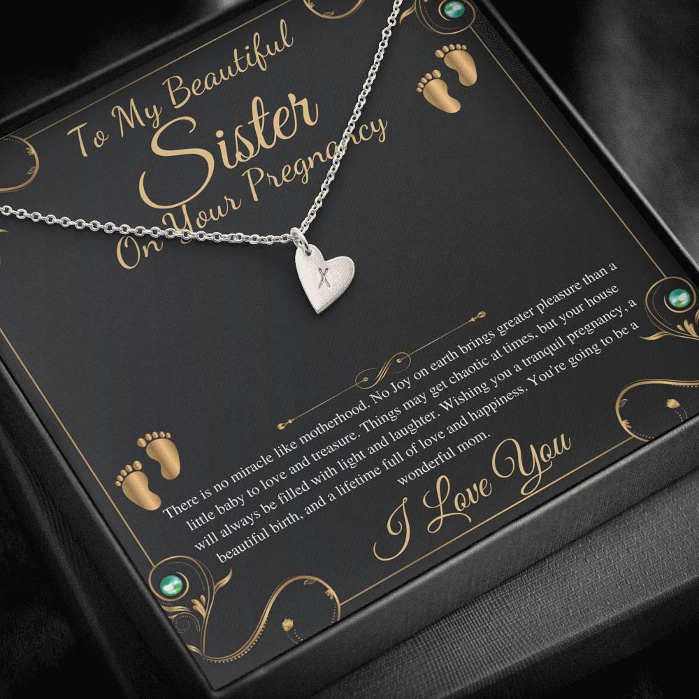 Pregnant Sister Gift For First Time Mom Gift, Pregnancy Necklace For Big Sister Reveal, Congratulations Pregnancy Gift,Initial Heart #0192 new