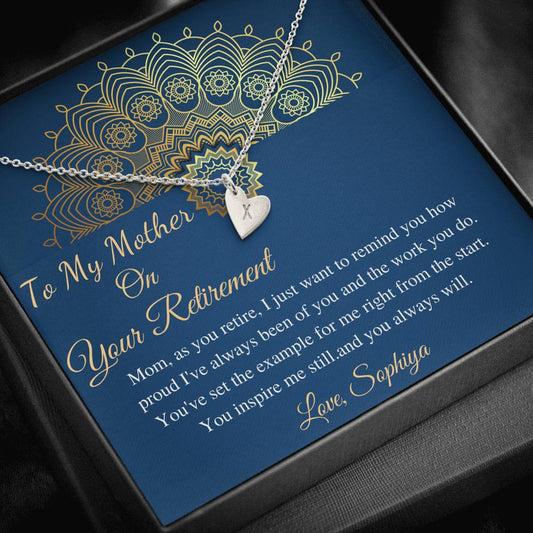 Initials Hearts, Mom Retirement Necklace Gift, Retirement Gift For Mom, Gift For Retiring Mother, Happy Retirement Gift, Best Retirement