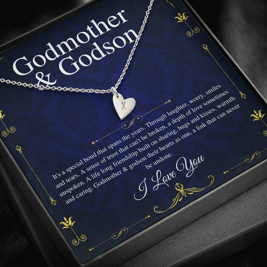 Godmother & Godson Necklace, Gift for Godmother from Godson,Will You Be My Godmother Gift Card, Jewelry for Godmother,Initial Heart0224